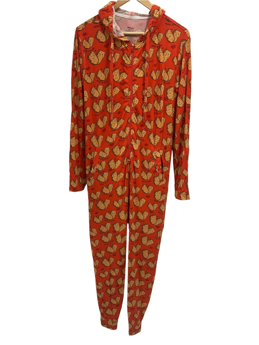 MeUndies Modal Nugs and Kisses Print One Piece Hooded Pajama Loungewear - XS/S
